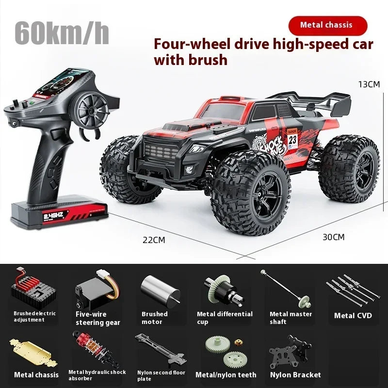 Hot 75km/h High-speed 4WD Rc Truck,1:16 Brushless Off-road Rc Cars,Alloy Chassis Bigfoot Monster Truck,Toys for Boys,funny Gift