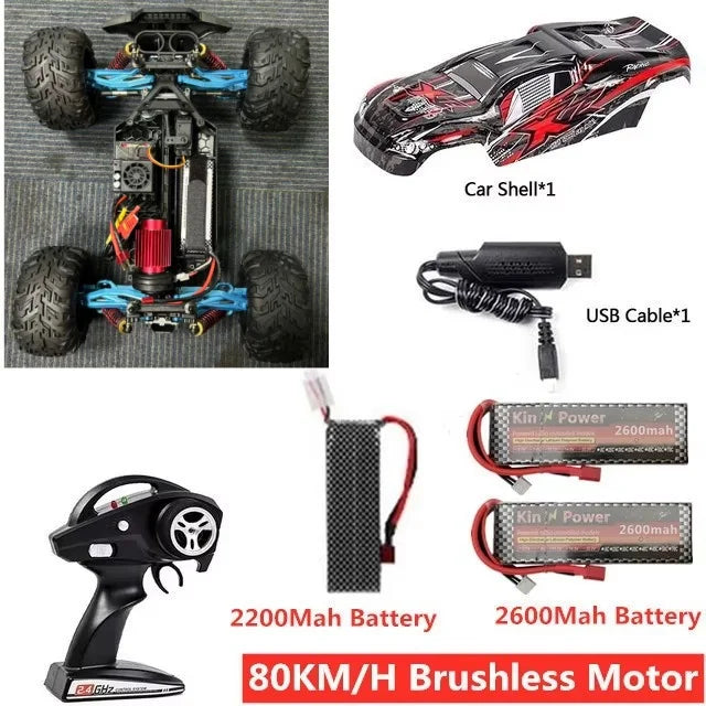 Professional Adult 80KM/H Alloy Frame RC Brushless Car Toys 4WD Buggy High Speed Racing Truck 200M Brake 1:10 RC Cars Model Toy