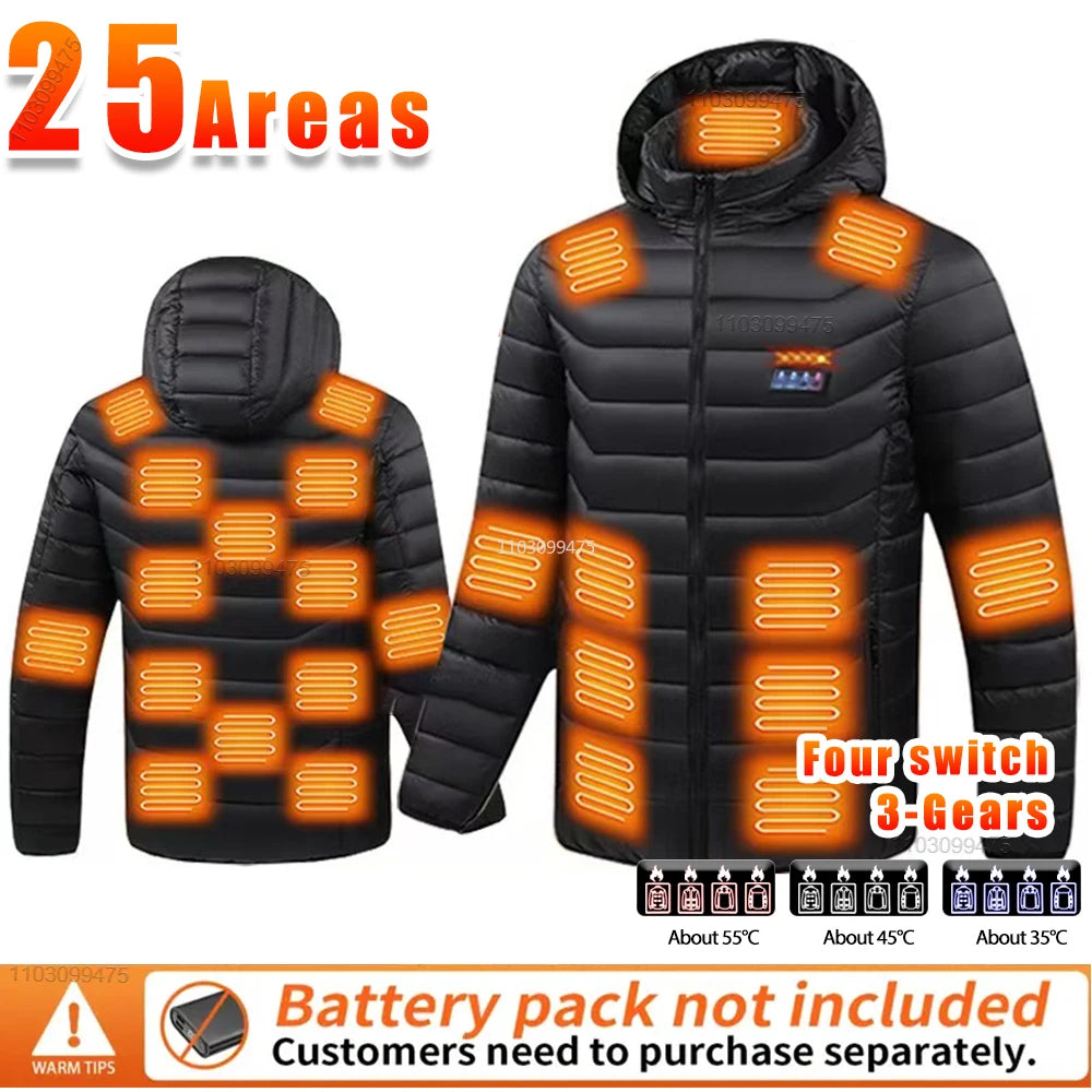 New Winter Heated Jackets Men Women Camping Ski Thermal Clothing Self Heating Vest Coat Heated Hunting Jackets 2/9/21/25 Zones