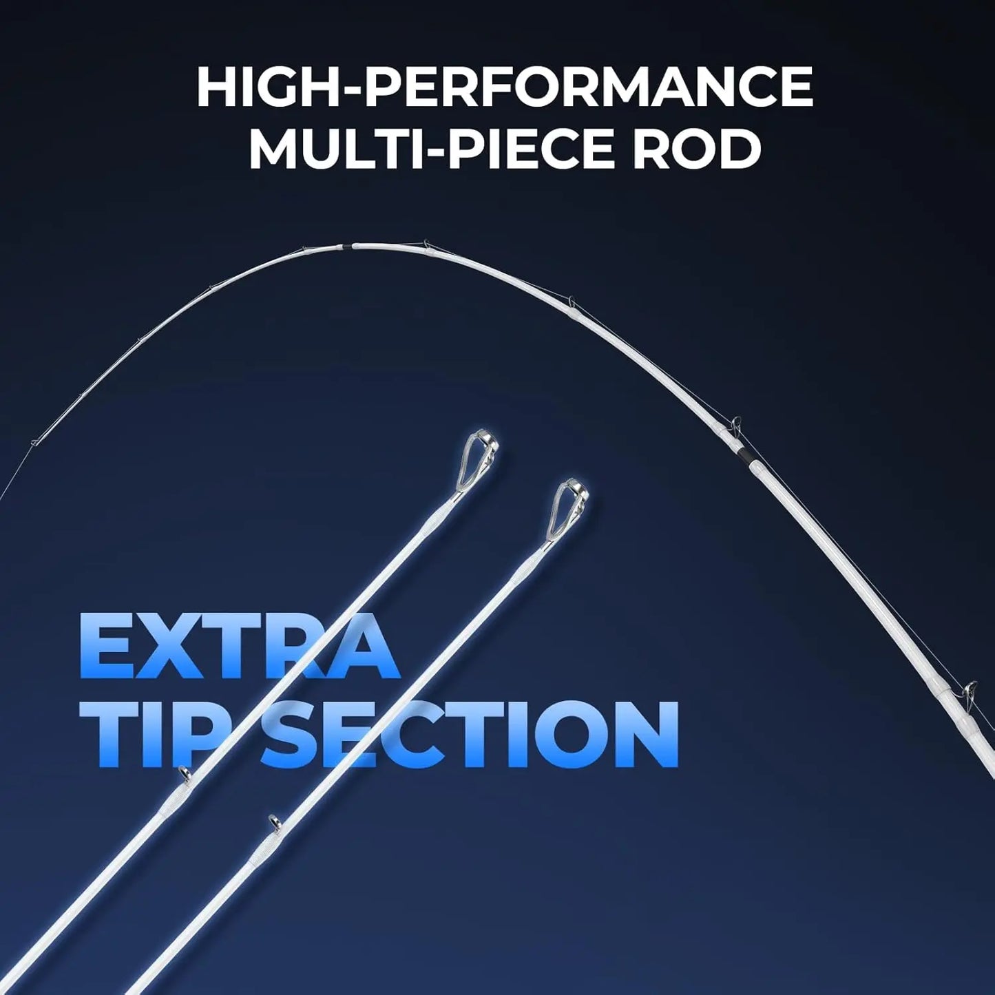 Portable Travel Fishing Rod and Reel Combo, Lightweight Graphite Twin-Tips for Freshwater Saltwater Bass Trout