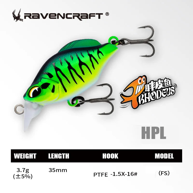 Ravencraft P-Rhodeus Swing & Sinking MINNOW 35mm 3.7g Freshwater PTFE Hook 1pc/pack Advanced Stream Fishing Gear