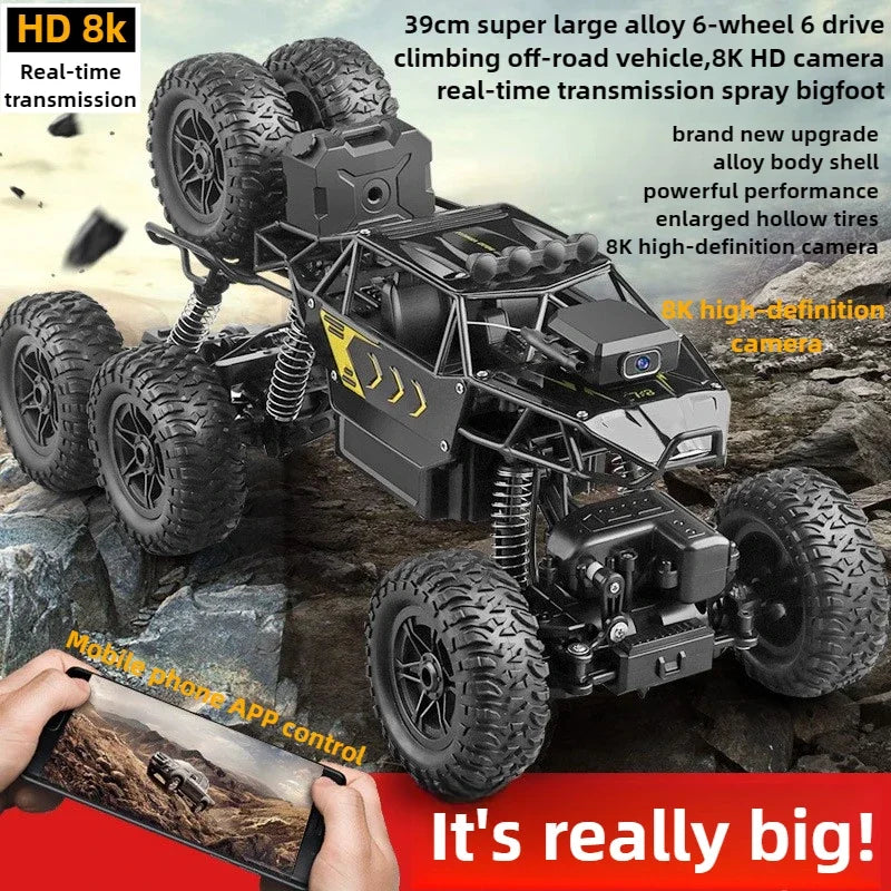 Kawaii Toy Car Gift-Upgrade Alloy 6WD Climbing Off-road Rc Cars,Remote Control Car Model,Fart Spray 8K HD Camera,Toys For Boys