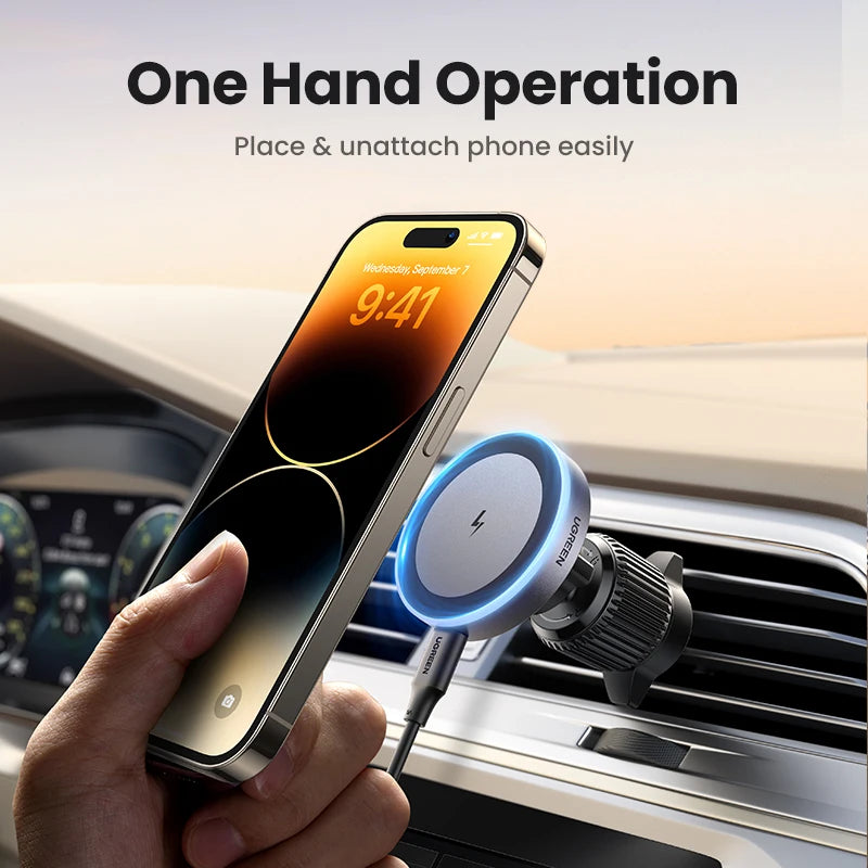 RU UGREEN Qi2 25W 15W Magnetic Car Phone Holder Wireless Charger Stand For iPhone 16 17 Pro Max Charging for Magsafe Car Charger