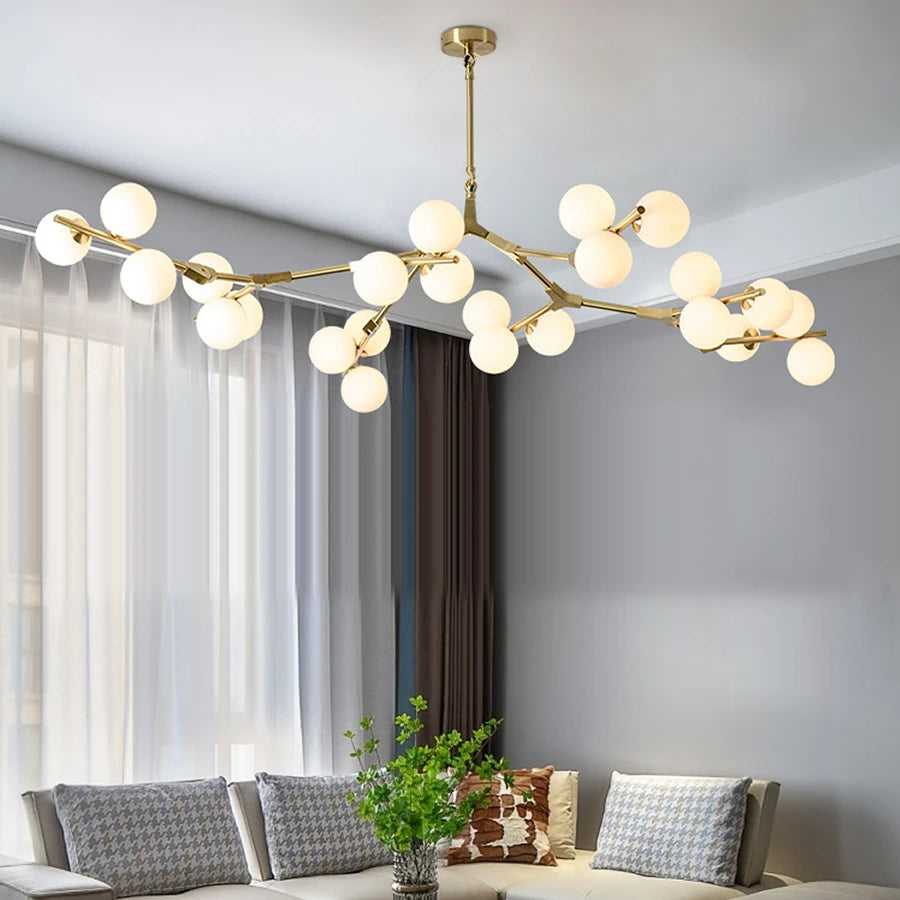Nordic Black Gold Pendant Light Glass Led Chandelier Living Room Decoration Dining Room Bedroom Indoor Lighting