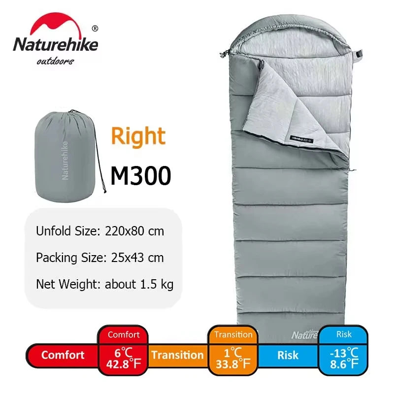 Naturehike Sleeping Bag M180 Lightweight Sleeping Bag M300 Double Camping Sleeping Bag M400 Machine Washable Winter Sleeping Bag