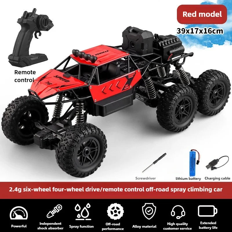 Kawaii Toy Car Gift-Upgrade Alloy 6WD Climbing Off-road Rc Cars,Remote Control Car Model,Fart Spray 8K HD Camera,Toys For Boys