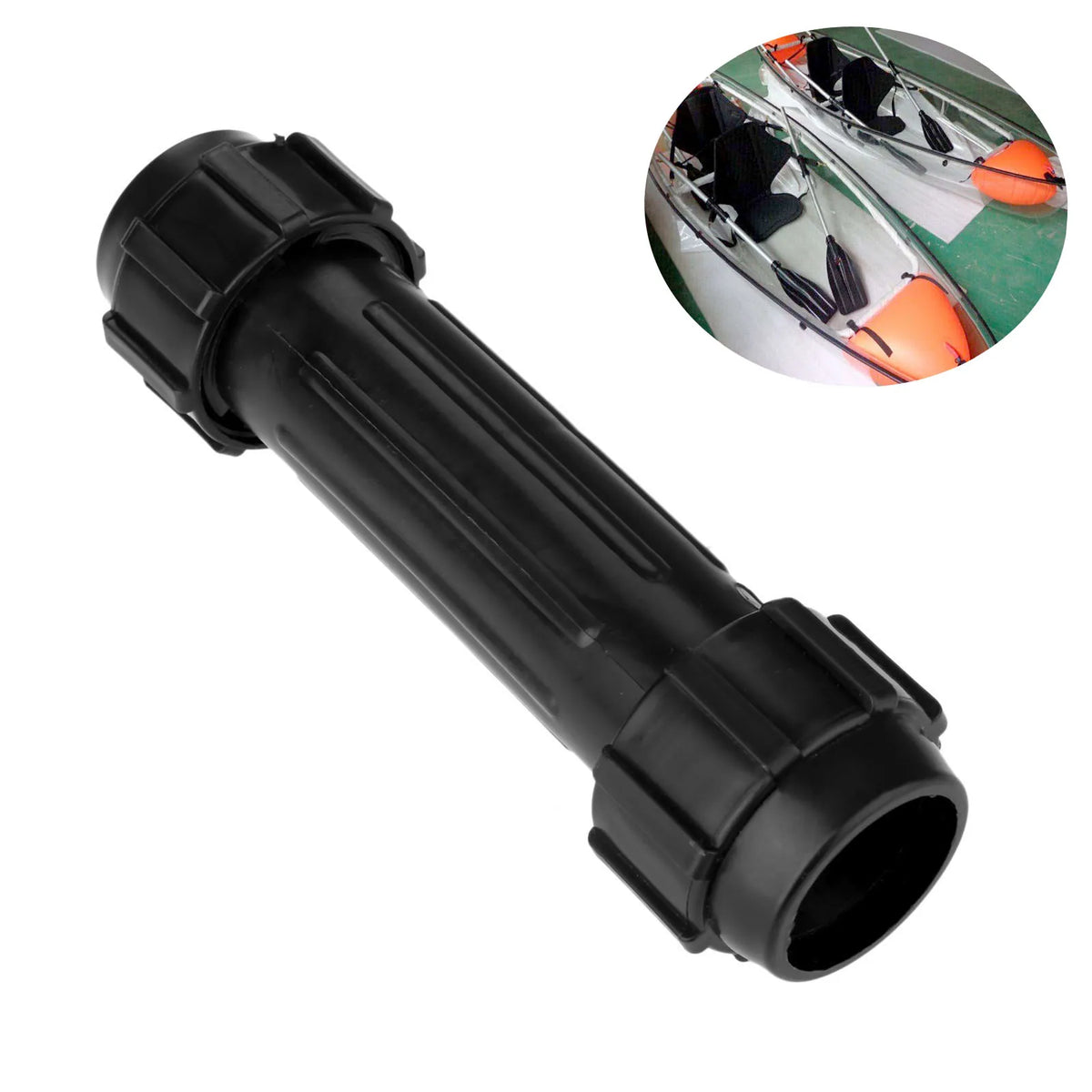 1 Pc Kayak Paddle Boat Oars Canoe Paddles ABS Plastic Connector with Two Threaded Caps Black Boat Accessory