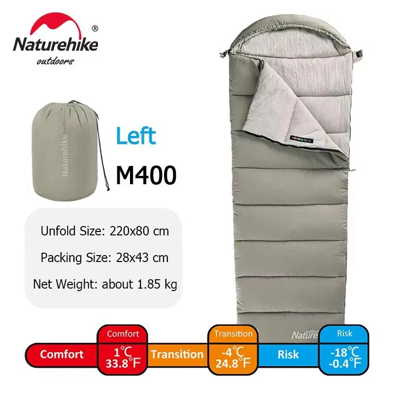 Naturehike Sleeping Bag M180 Lightweight Sleeping Bag M300 Double Camping Sleeping Bag M400 Machine Washable Winter Sleeping Bag