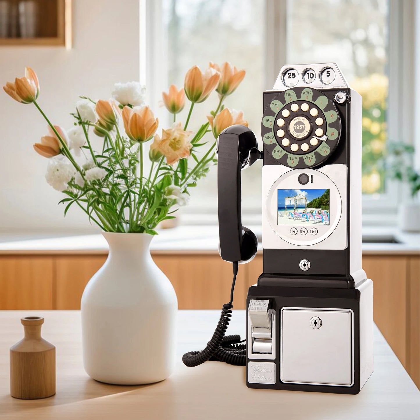 Retro style wedding party video guest book phone retro phone booth  message recording MP4 video audio message book phone