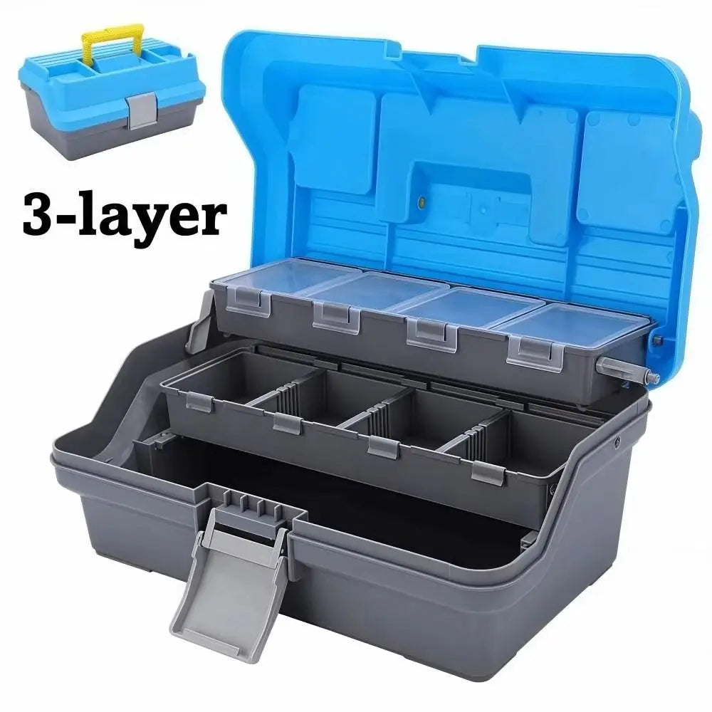 3 Layers Fishing Tackle Box Large Capacity Multifunctional Fishing Gear Box Folding With Handle Hardware Storage Box