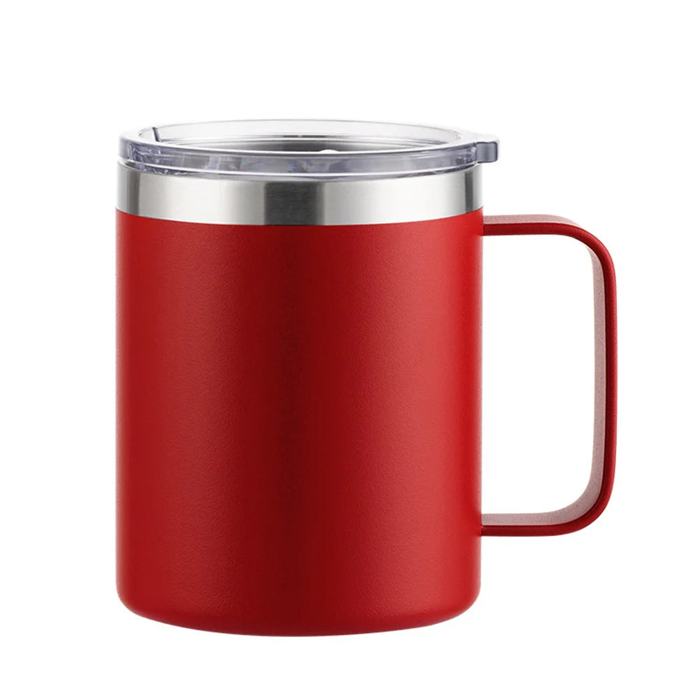 12oz Stainless Steel Mug with Handle Insulated Coffee Cup Insulated Tumbler Sliding Lid Gift for Camping, Office, Home, School