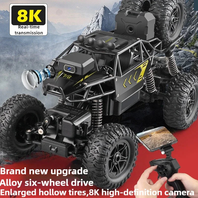 Kawaii Toy Car Gift-Upgrade Alloy 6WD Climbing Off-road Rc Cars,Remote Control Car Model,Fart Spray 8K HD Camera,Toys For Boys