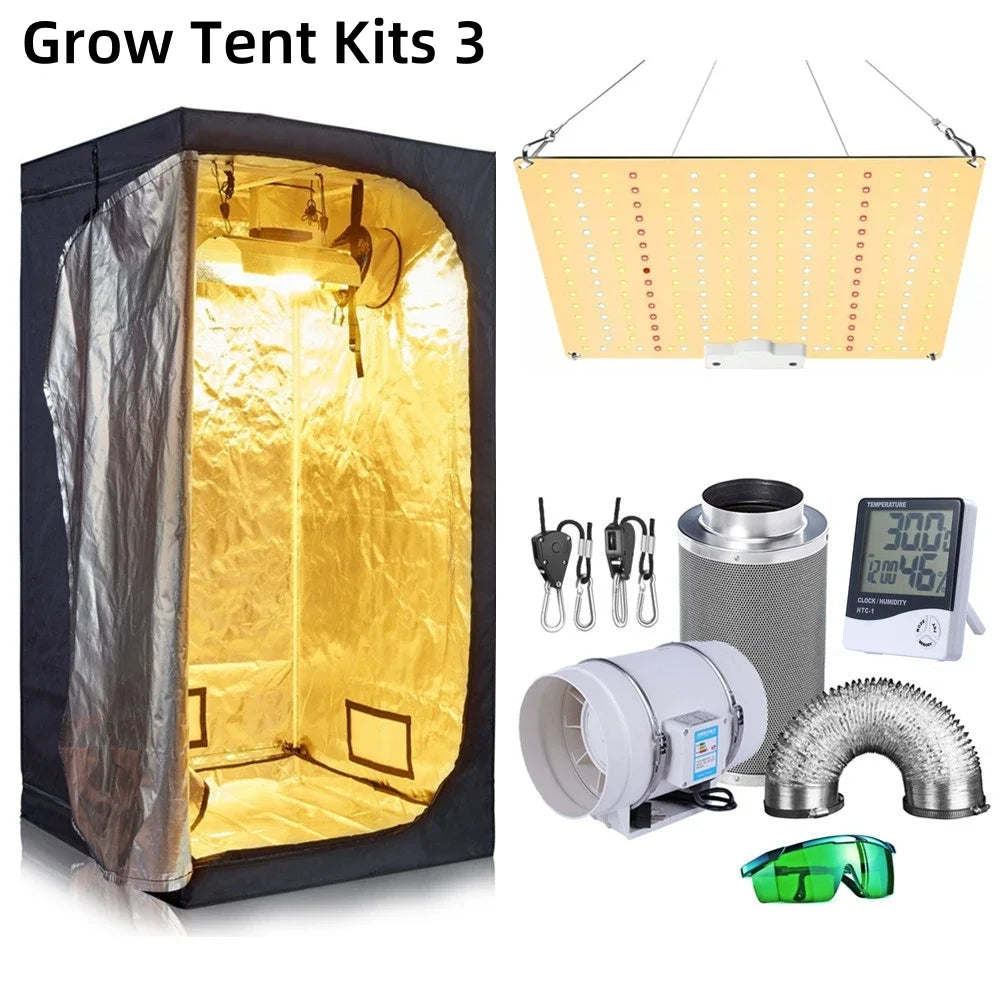 Grow Tent Growbox Hydroponics Growing System Led Grow Plant Lights Full Kits High PPFD 4Inch Duct Fans Activated Carbon Filter