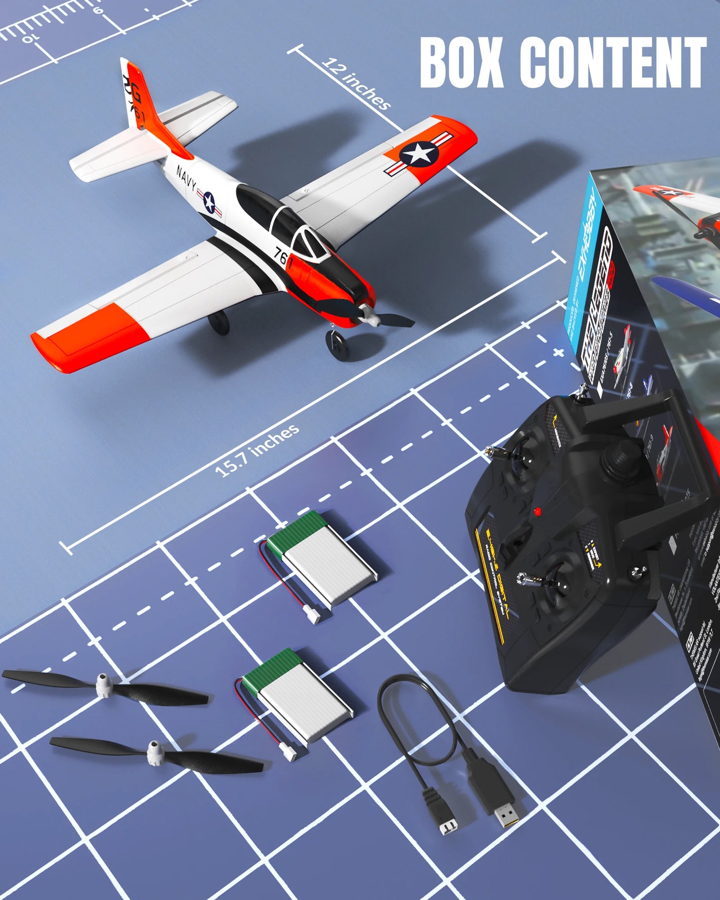 VOLANTEXRC RC Plane T28 2.4Ghz 4CH With Xpilot Stabilization System One Key Aerobatic With 2 batteries Remote Control Airplane
