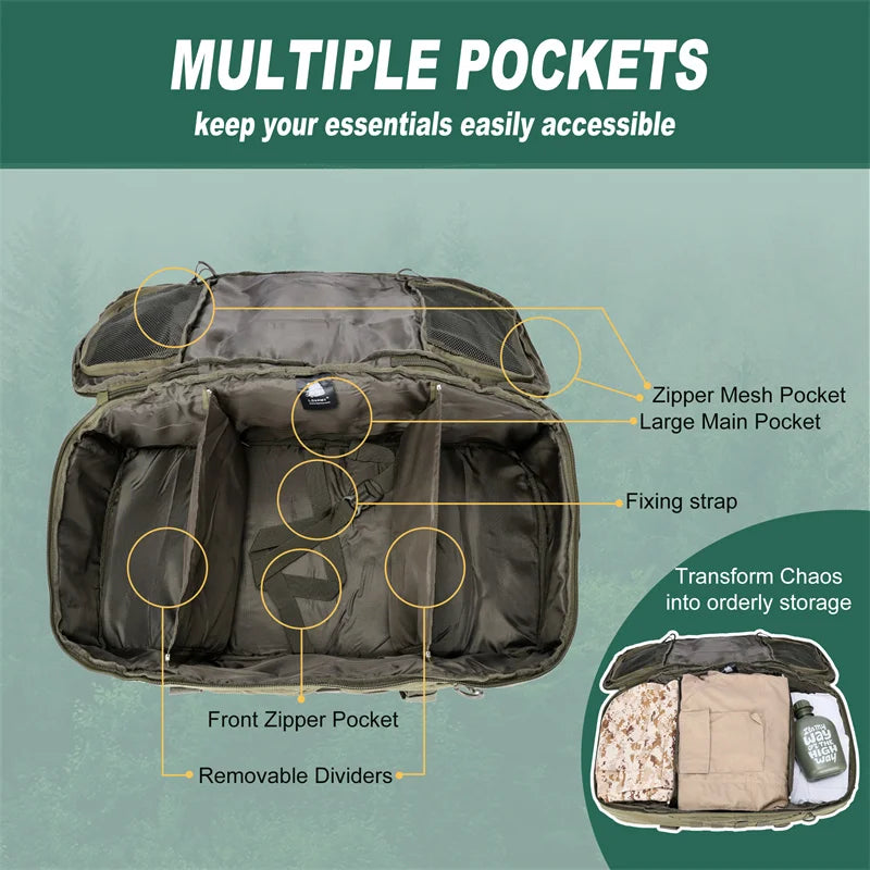 LQARMY 45L 80L Camping Backpacks Men Tactical Backpack Molle Hiking Travel Climbing Rucksack Sports Gym Duffel Bag