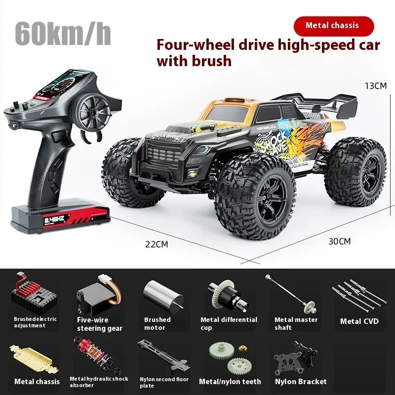 Hot 75km/h High-speed 4WD Rc Truck,1:16 Brushless Off-road Rc Cars,Alloy Chassis Bigfoot Monster Truck,Toys for Boys,funny Gift