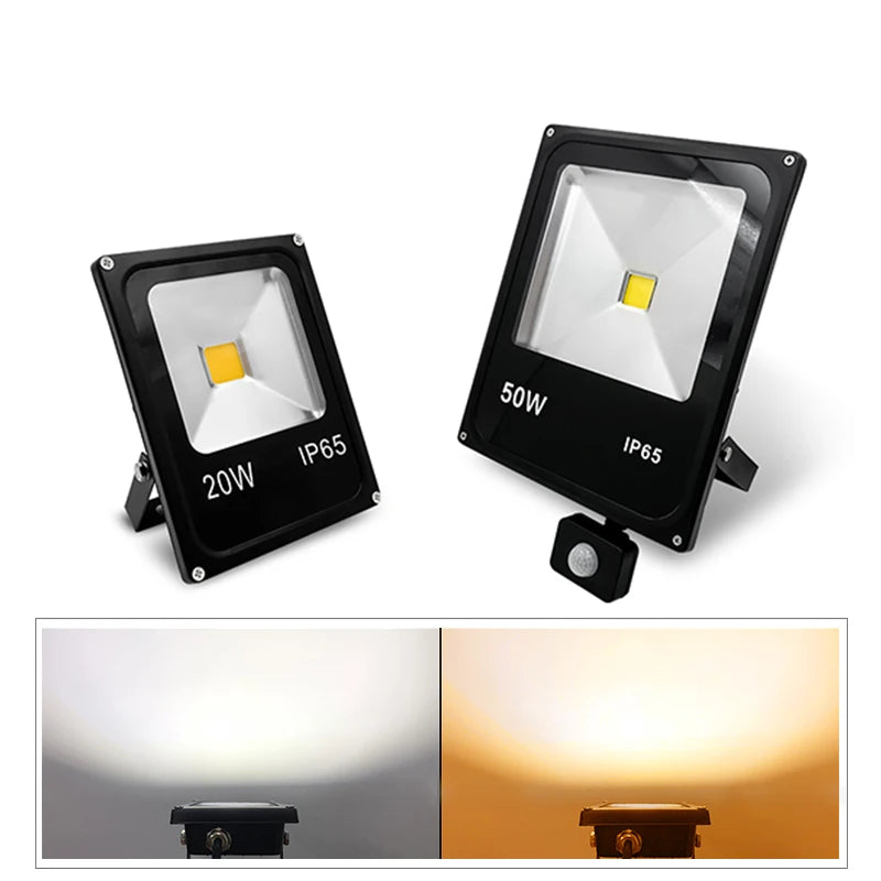 Led Floodlight 10W 30W 50W 220V Reflector Flood Light Waterproof Ip65 Garden Spotlight Pir Motion Sensor Wall Outdoor Lighting