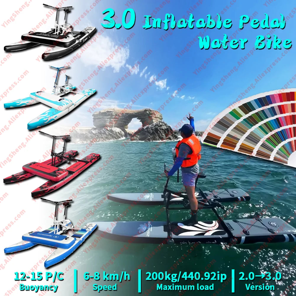 Single Water Bike Inflatable Pedal Boat 3.0 Inflatable Pedal Kayak Pedal Bicycle For Water Sports More Stable And Easy To Drive