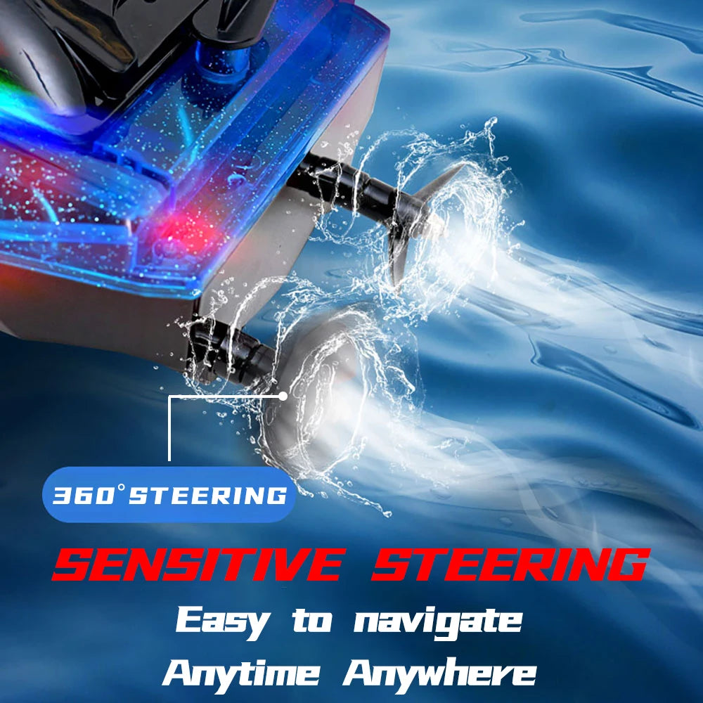 2.4G High-Speed Remote Control Boat Waterproof Colorful Lights 30Km/h Large Speedboat Outdoor Water Game Children Boat Toys Gift