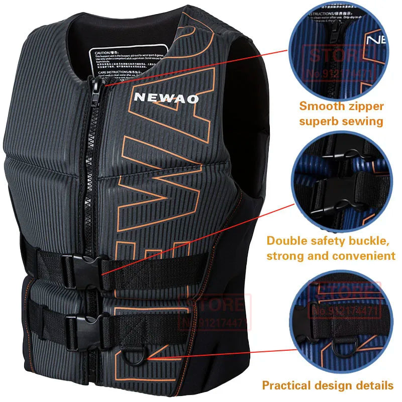 Life Jacket Adult Super Buoyancy Neoprene Life Vest Surf Raft Kayak Fishing Jet Ski Water Sport Swimming Rescue Life Jacket