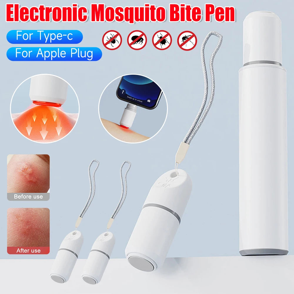 2/1PC Electronic Mosquito Bite Pen Outdoor Chemical-Free Natural Mosquito Bite Heat Pen Anti-Itch Pen for Adult Children Camping