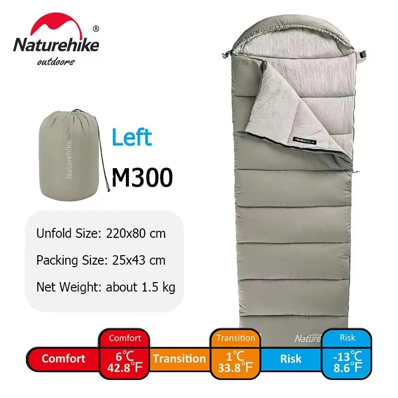 Naturehike Sleeping Bag M180 Lightweight Sleeping Bag M300 Double Camping Sleeping Bag M400 Machine Washable Winter Sleeping Bag
