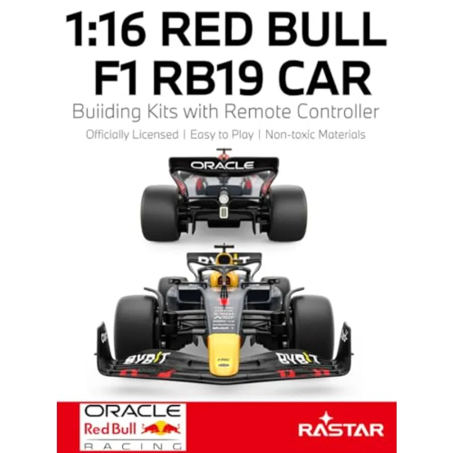 RASTAR 92600 1/16 Oracle RedBull F1 RB19 Collectible RC Car Building Kit in Red with Remote Controller - Ideal for Teens Adults