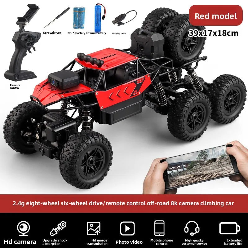 Kawaii 39cm Large Alloy 4WD Rc Cars,Remote Control Car Model,8-wheel 8K HD Camera Off-road Rc Drift Car,Toys For Boys,Funny Gift