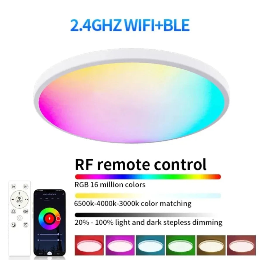 Smart LED Ceiling Lamp Tuya WiFi Dimmable Circular Home Lamp Alexa Voice Control Application Google Living Room Bedroom Lighting