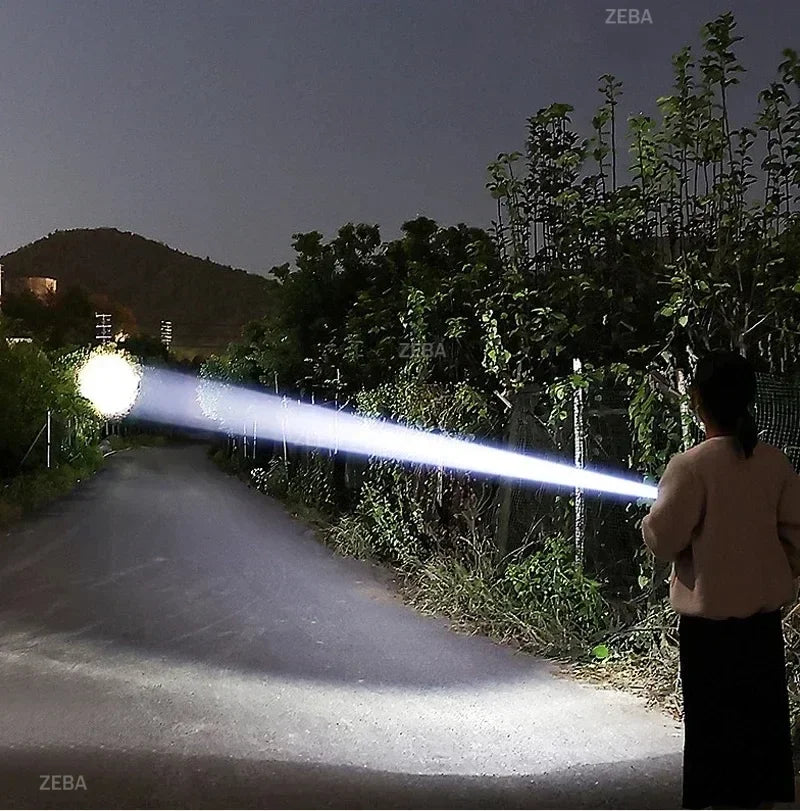 Newest 100000LM High Power LED Flashlight USB Rechargeable Flashlight Powerful Long Range 3500M Torch Light Camping Fishing Lamp