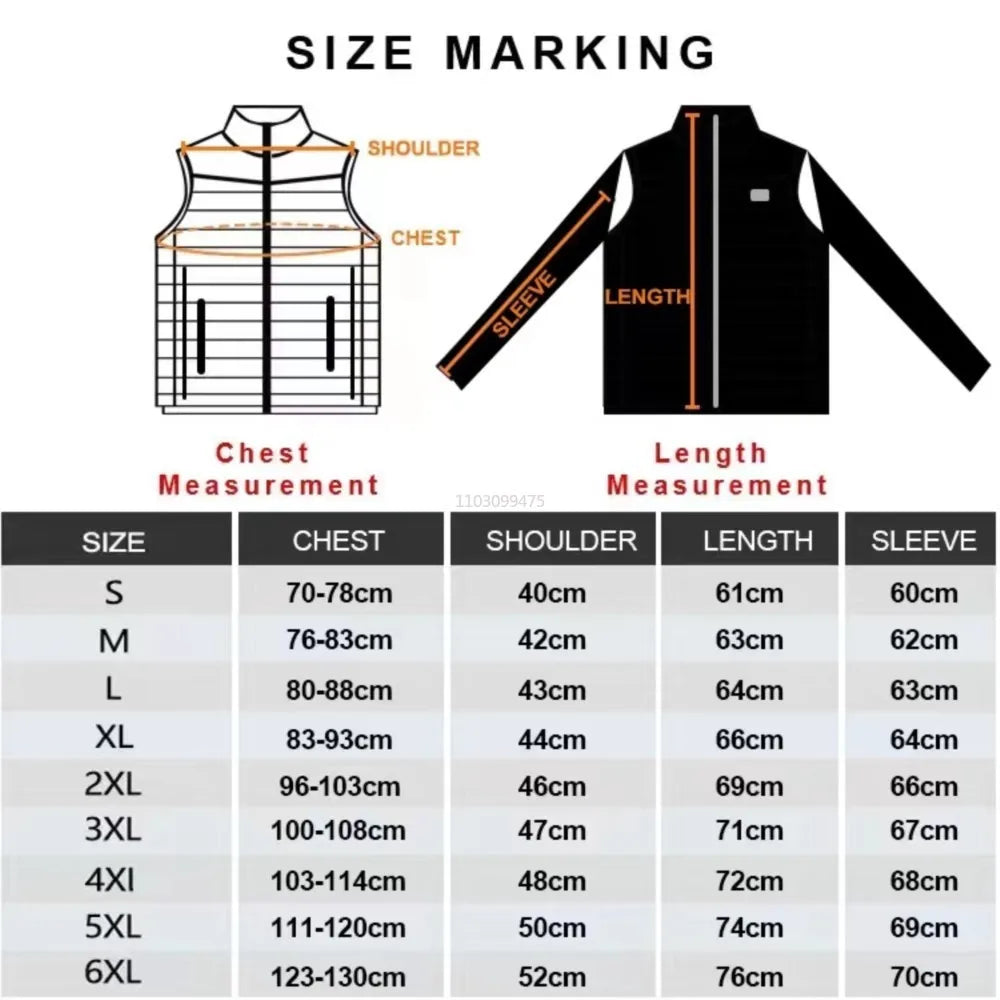 New Winter Heated Jackets Men Women Camping Ski Thermal Clothing Self Heating Vest Coat Heated Hunting Jackets 2/9/21/25 Zones