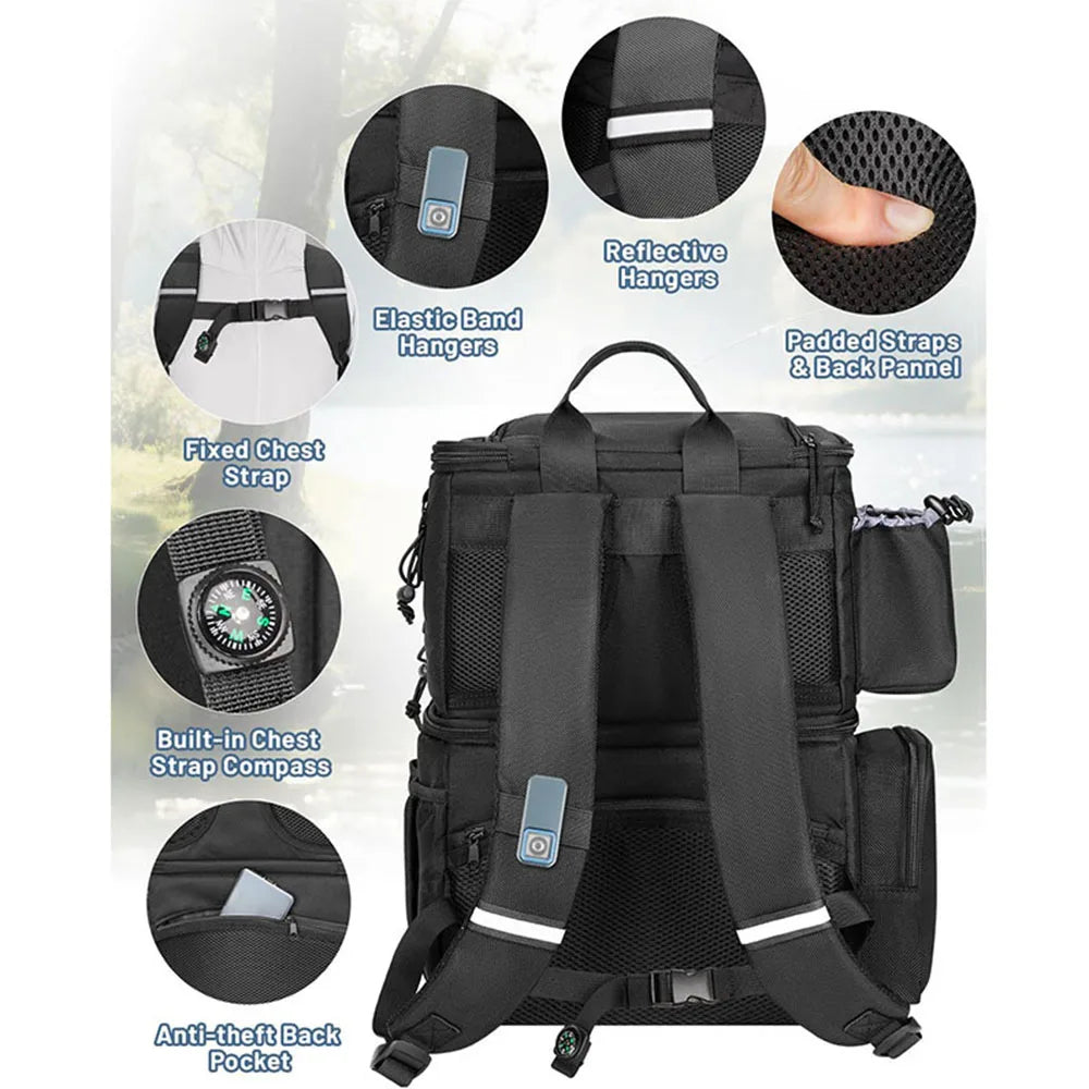 Fishing Backpack, Water Resistant Fishing Tackle Box Bag 4 Tackle Boxes,40/26L Tackle Bag Storage Fishing Gear and Equipme