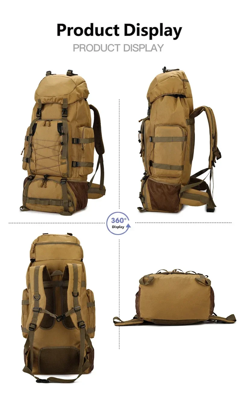 New Waterproof Molle Rucksack Outdoor Climbing Backpack Military Camo Tactical Bag Hiking Travel Fishing Mountaineering Bag