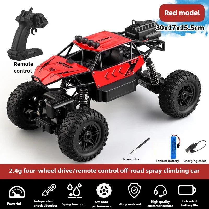 Kawaii Toy Car Gift-Upgrade Alloy 6WD Climbing Off-road Rc Cars,Remote Control Car Model,Fart Spray 8K HD Camera,Toys For Boys