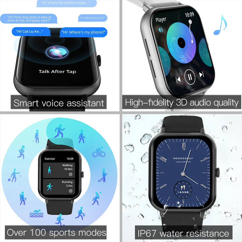 OLEVS 8203 Smart Watch 1.83 Inch Full Touch Screen Bluetooth Call Smartwatch Waterproof  Music Fitness Tracker Sports Smartwatch
