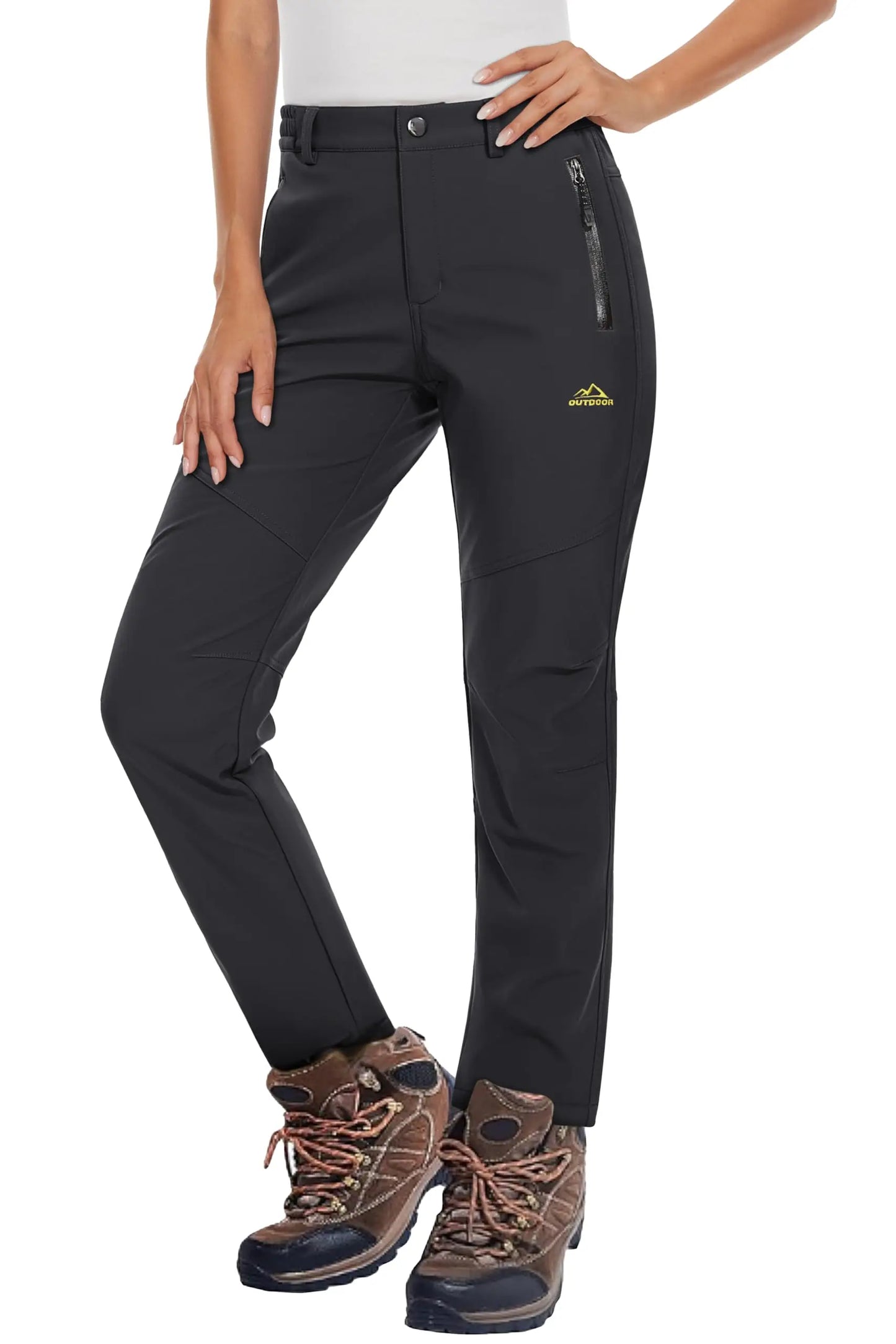 KEFITEVD Women's Winter Fleece Soft Shell Hiking Pants Warm Thermal Waterproof Windproof Trousers Outdoor Ski Camping Fishing
