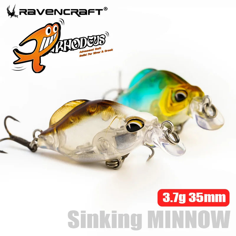 Ravencraft P-Rhodeus Swing & Sinking MINNOW 35mm 3.7g Freshwater PTFE Hook 1pc/pack Advanced Stream Fishing Gear