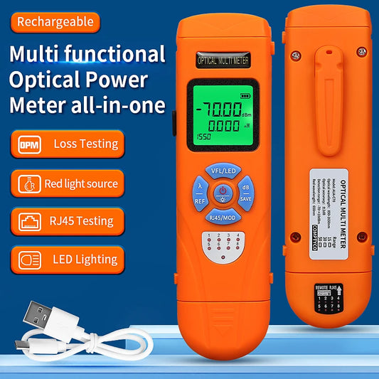 All in One Fiber Optic Cable Tester FTTH Tool Rechargeable Mini Optical Power Meter / 30mW Visual fault locator / Rj45 Testing