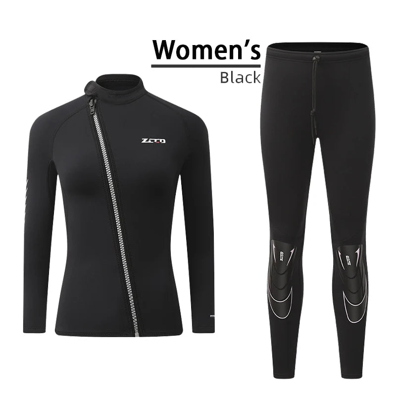 New 3mm Neoprene Men Women Wetsuit Warm Split Diving Clothing Zipper Jacket Pants Swimwear Kayak Surfing Swimsuit Diving Suit