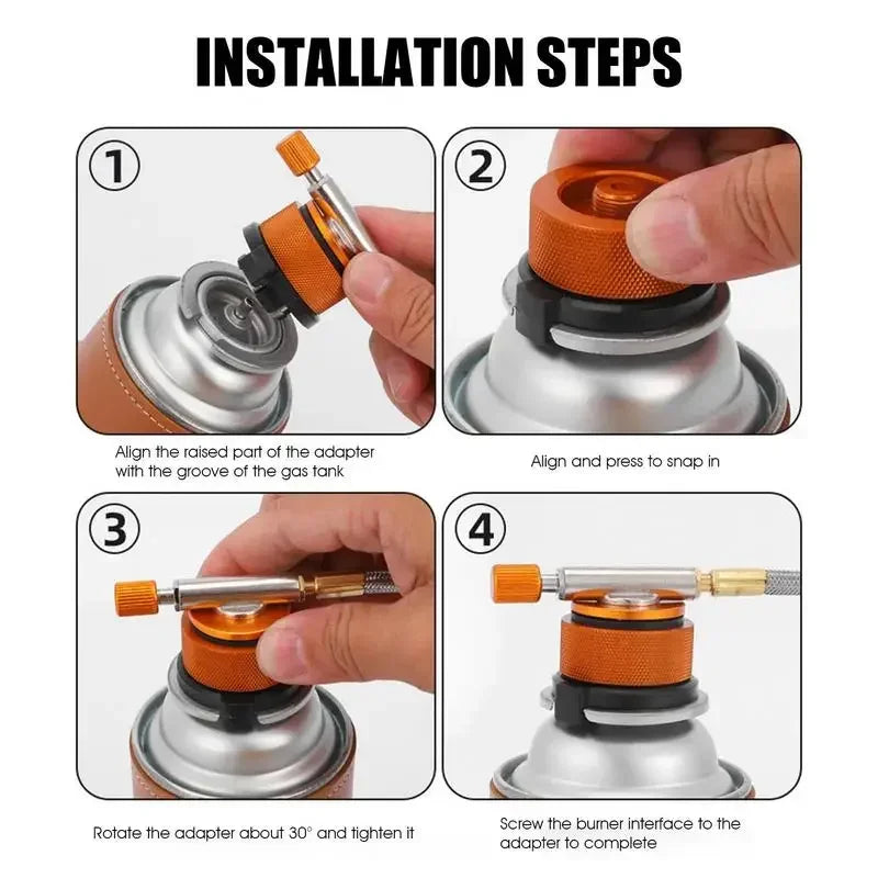 2 Pieces Camping Stove Adapter Propane to Butane Adapter 1 Lb Propane Tank Input and EN417 Lindal Valve Output