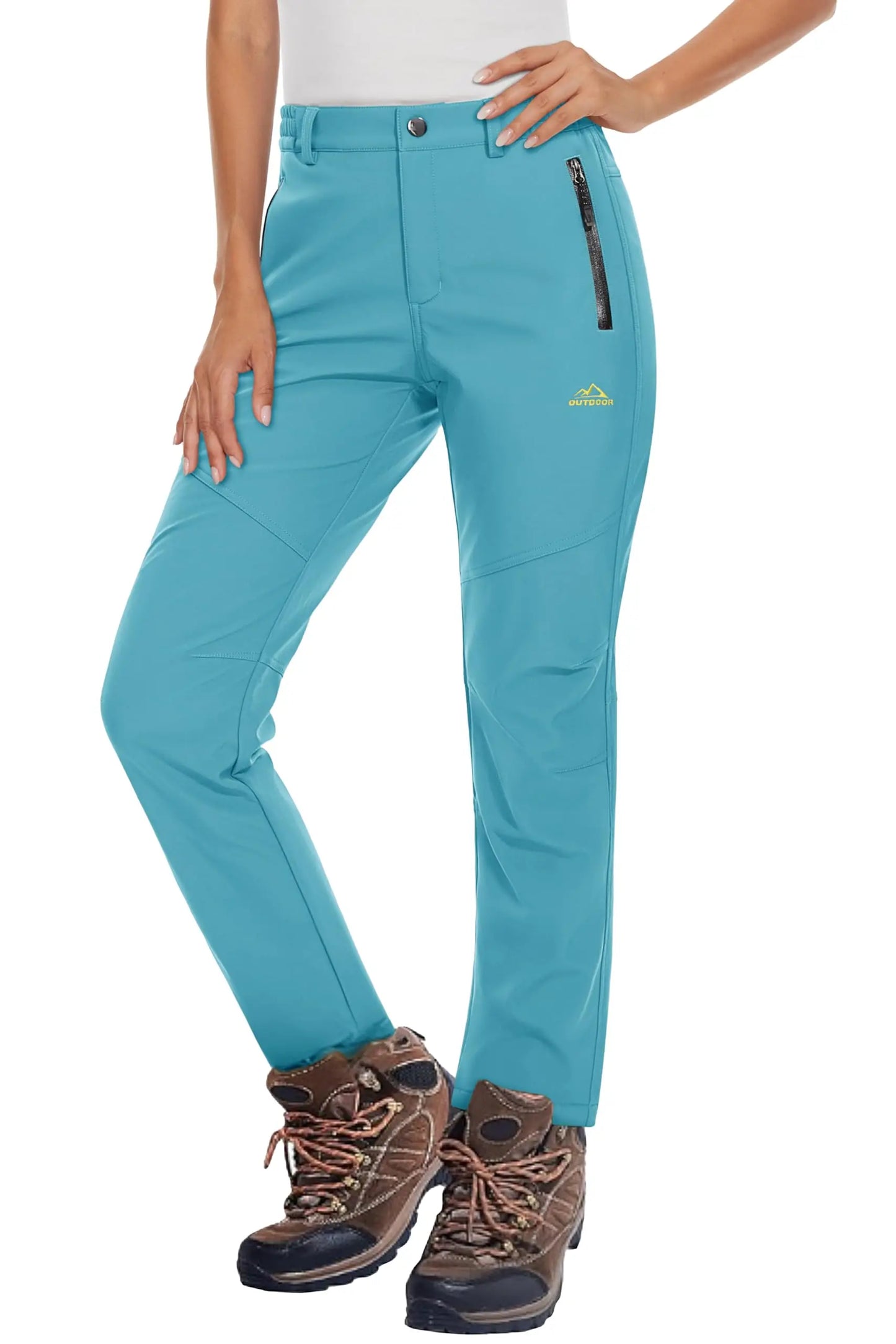 KEFITEVD Women's Winter Fleece Soft Shell Hiking Pants Warm Thermal Waterproof Windproof Trousers Outdoor Ski Camping Fishing