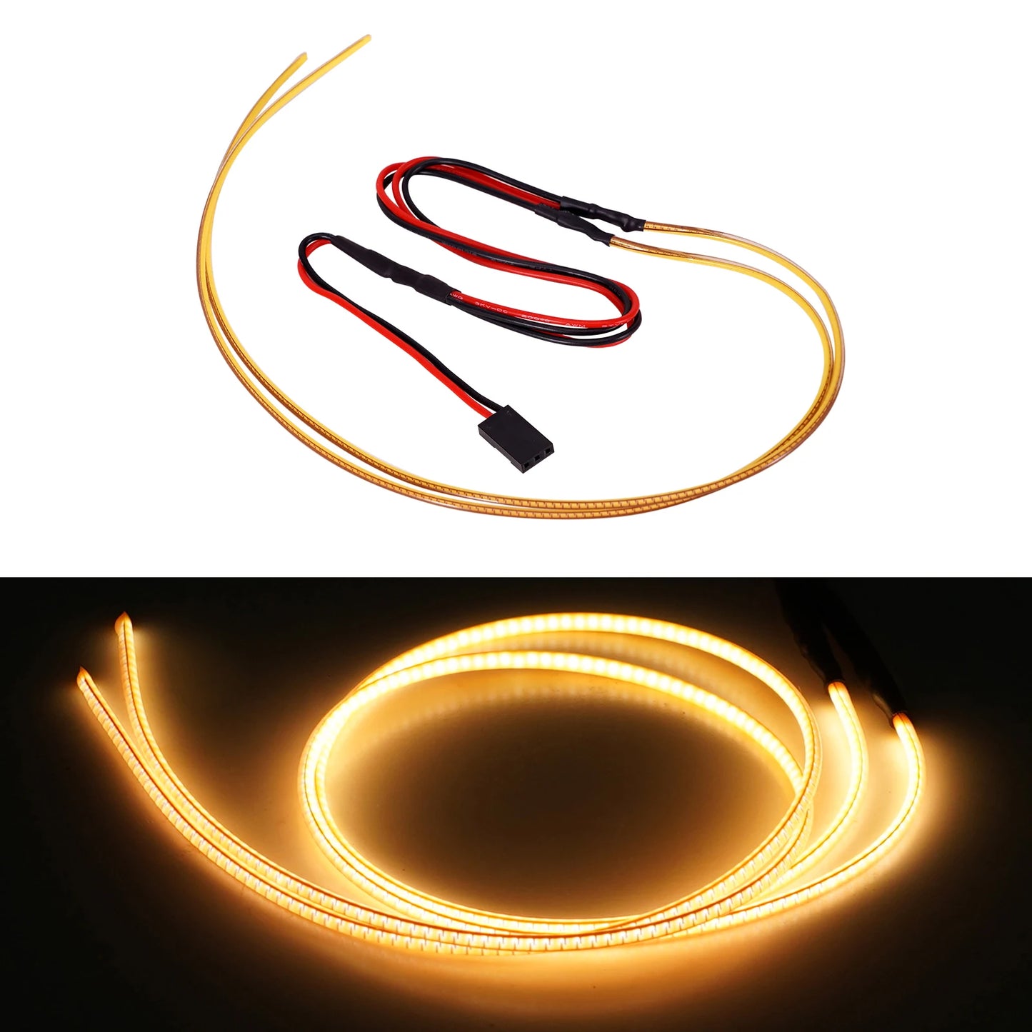 INJORA Flexible Cuttable LED Strip Lights for RC Cars (Red, Warm White, Ice Blue, Pinkish Purple, Green, Dark Blue)
