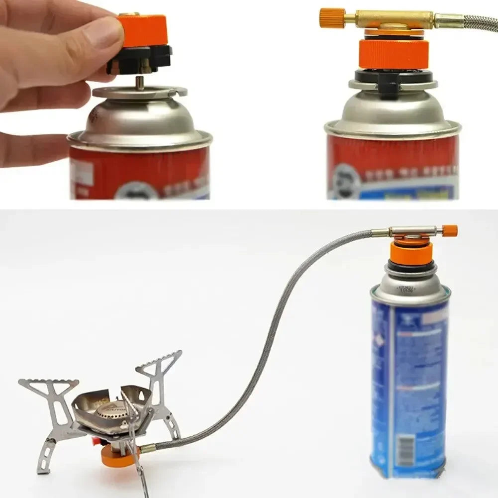 2 Pieces Camping Stove Adapter Propane to Butane Adapter 1 Lb Propane Tank Input and EN417 Lindal Valve Output