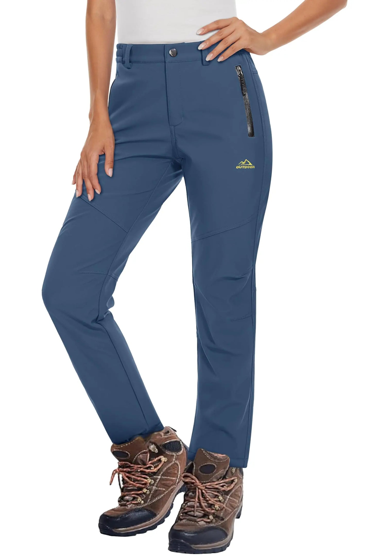 KEFITEVD Women's Winter Fleece Soft Shell Hiking Pants Warm Thermal Waterproof Windproof Trousers Outdoor Ski Camping Fishing