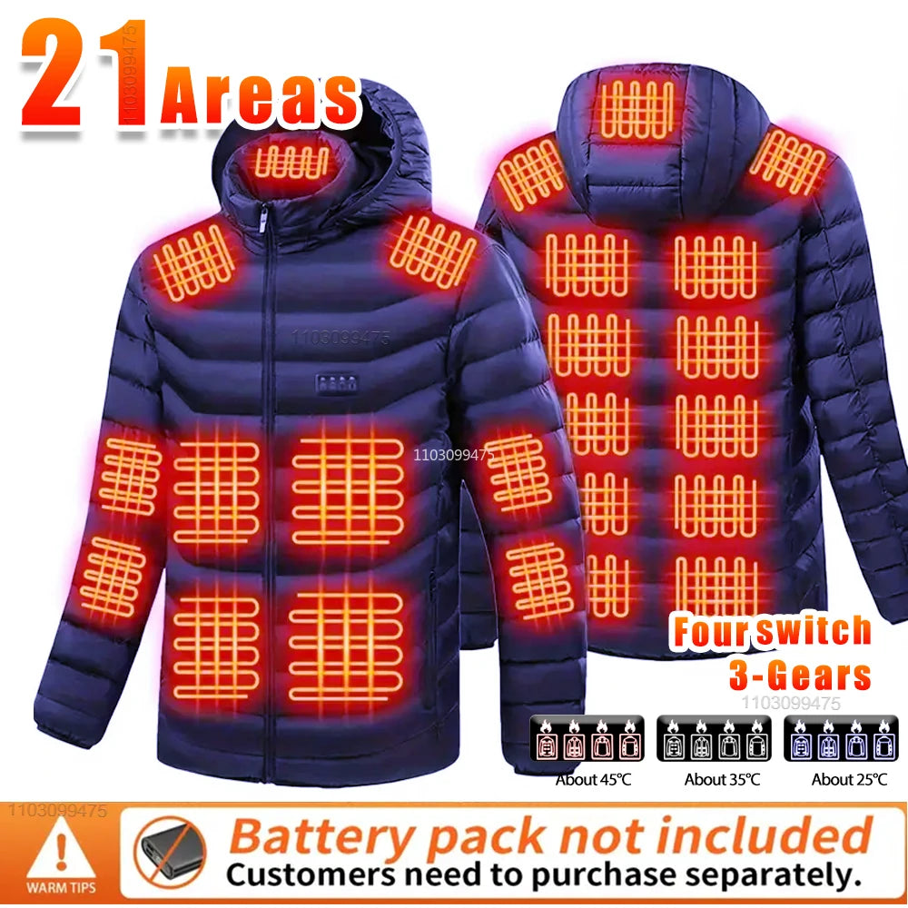 New Winter Heated Jackets Men Women Camping Ski Thermal Clothing Self Heating Vest Coat Heated Hunting Jackets 2/9/21/25 Zones