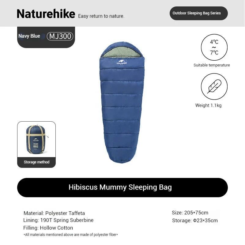 Naturehike Mummy Sleeping Bag -5~7℃ MJ300 / MJ600 for Outdoor Camping Hiking Travel Winter Spring Warm Sleeping Bag Portable
