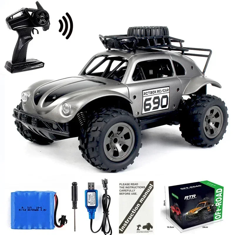 1:18 Beetle RC Drift Car, 2.4G Remote Control Car Toy, High-Speed Off-Road RC Cars, Fine Sticker, Cool Lights, Kids Toys, Holida