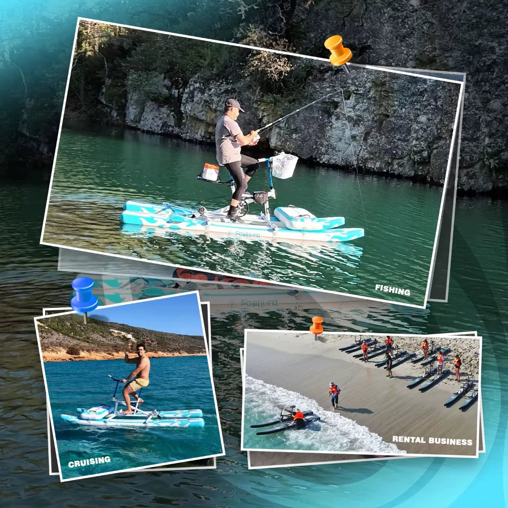 Single Water Bike Inflatable Pedal Boat 3.0 Inflatable Pedal Kayak Pedal Bicycle For Water Sports More Stable And Easy To Drive