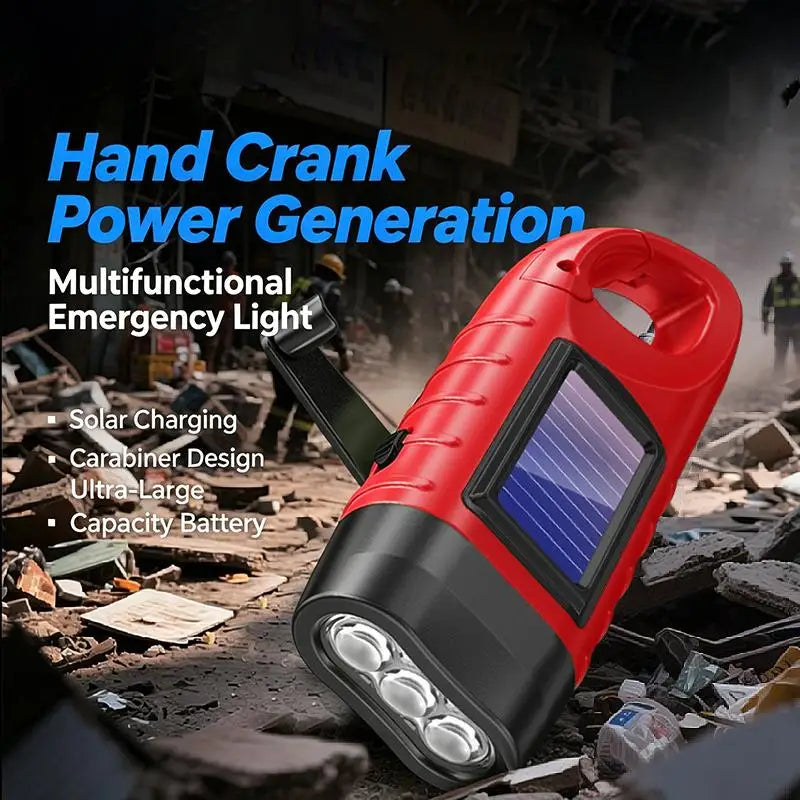 New Portable LED Flashlight Tent Light Hand Crank Dynamo Solar Power Torch Outdoor Camping Hiking Long-range Emergency Lantern