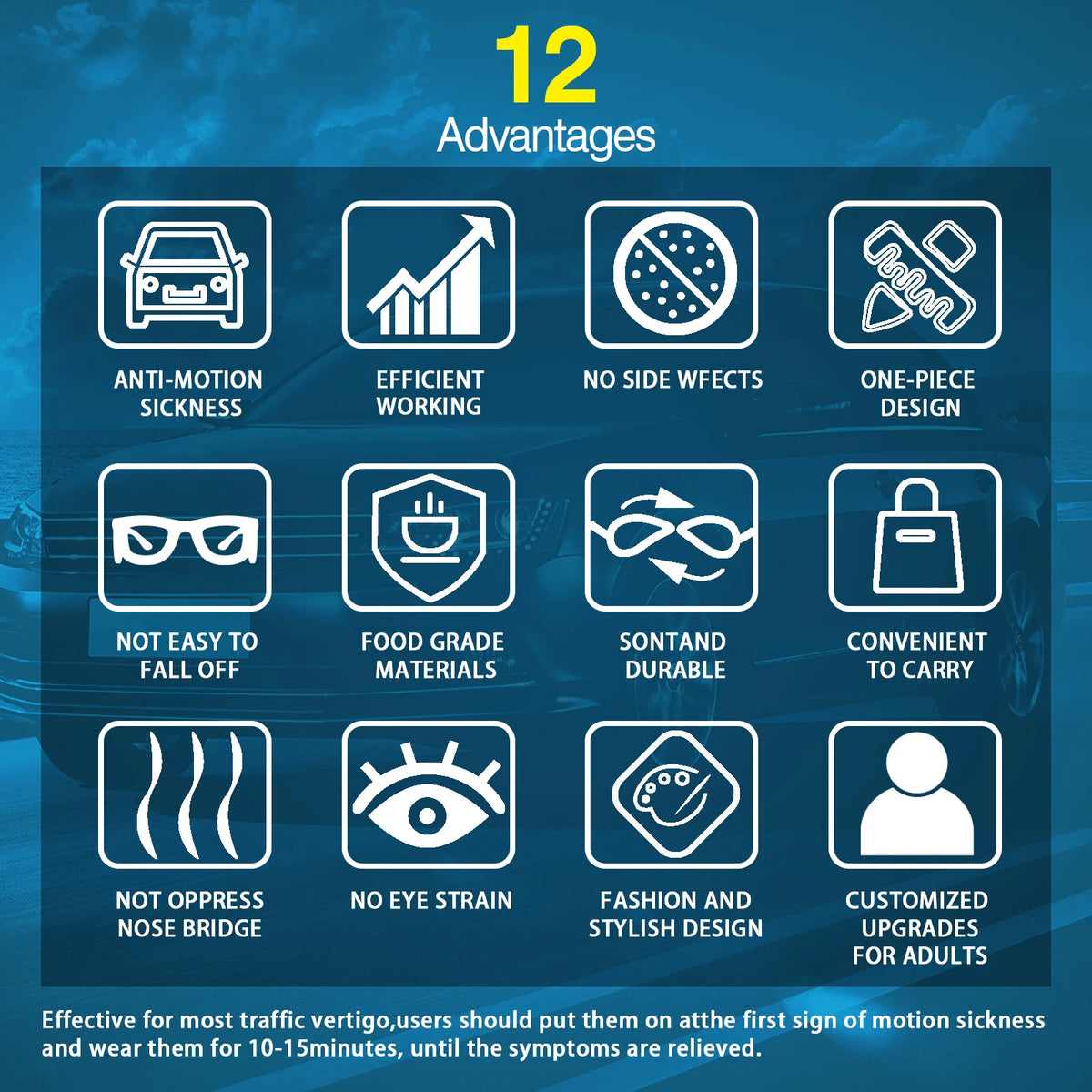 Anti-Motion Sickness Glasses | Ultra-Light Ergonomic Design for Cars/Travel/Cruises | Portable Nausea Relief